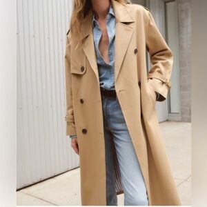 EUC AYR Double-Breasted “The Espionage” Trench Coat in “biscuit” color. Medium.